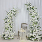 Wedding Archway Artificial Ivory Rose  Archway,Flower Row Arrrangement Marriage Wedding PillarFlower,Wedding Flower Party Event backdrop