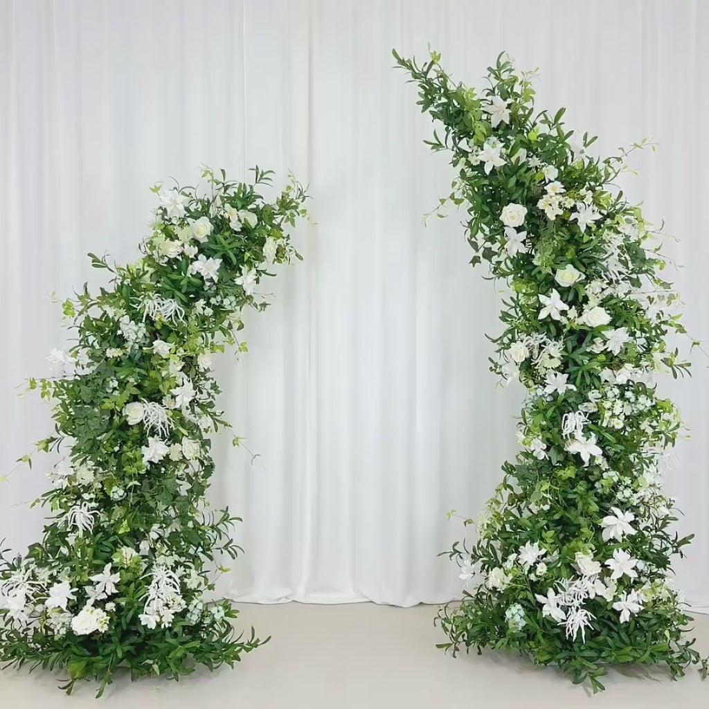 Wedding Archway Artificial Ivory Rose  Archway,Flower Row Arrrangement Marriage Wedding PillarFlower,Wedding Flower Party Event backdrop
