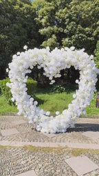 US Seller – 5D Luxury White Heart-Shaped Floral Arch, Romantic Wedding Backdrop, Proposal & Engagement Decoration, Love Arch (7.2 × 7.2 ft)