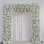 W8Ft x H8.53Ft Rollable Artificial White Rose  baby’s breath Arch Wedding Decoration, Flower Arch Wedding, Backdrop Flower Archway Party