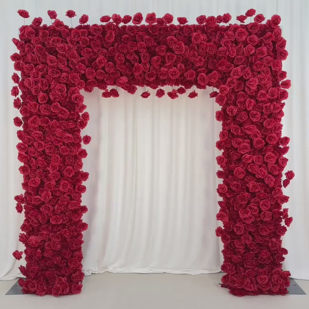 W8Ft x H8.53Ft Rollable Artificial Red Rose Arch Wedding Decoration, Flower Arch Wedding, Backdrop Flower Archway Party Decor for Events