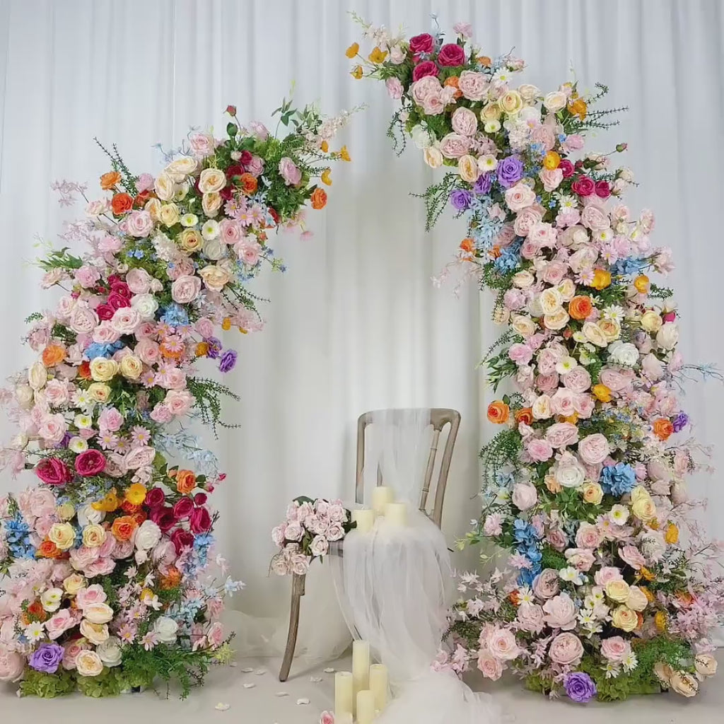 US Seller-Wildflower-Inspired Spring and Summer Wedding Arch Décor.Wedding Archway Artificial  Rose  Archway,Flower Row Arrrangement