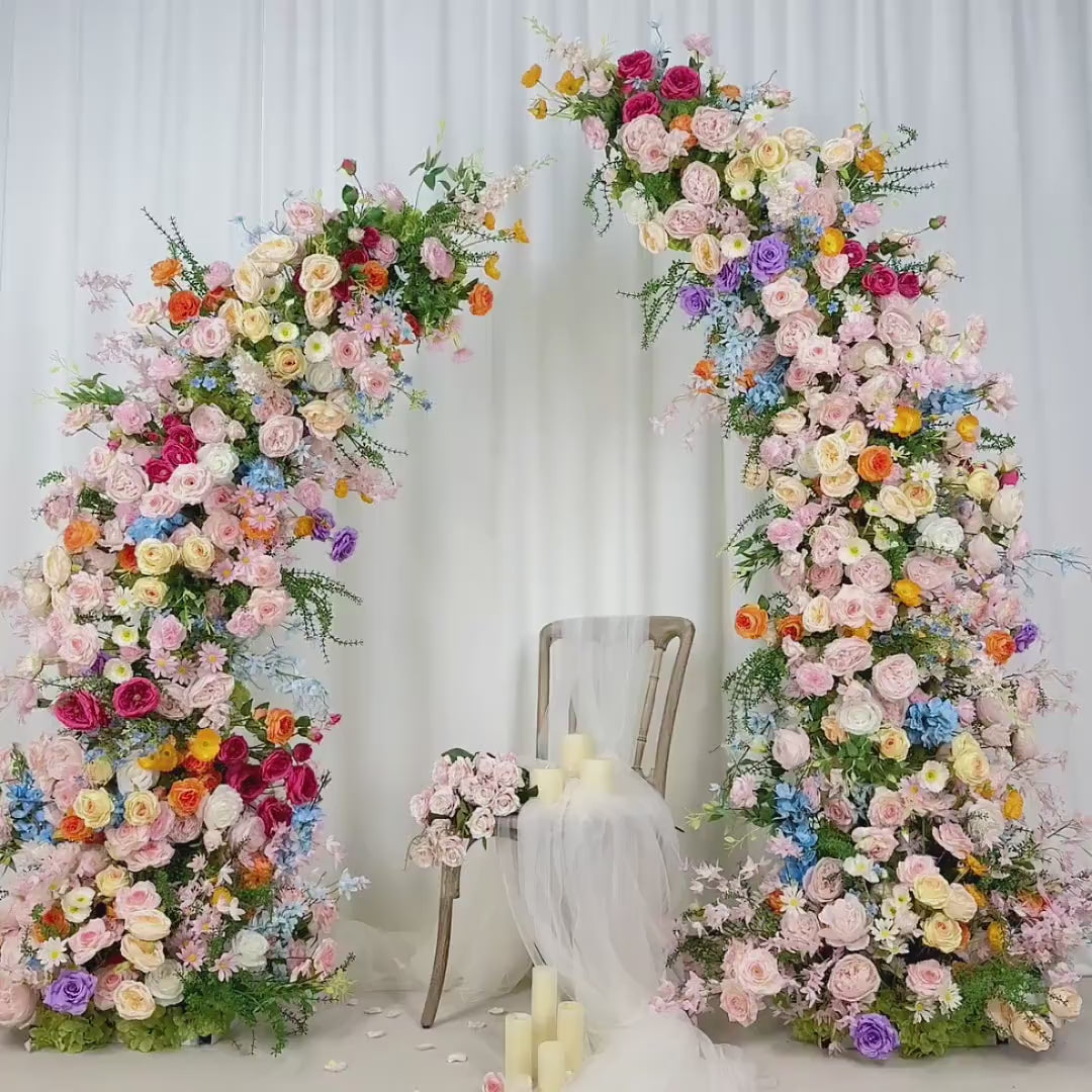 US Seller-Wildflower-Inspired Spring and Summer Wedding Arch Décor.Wedding Archway Artificial  Rose  Archway,Flower Row Arrrangement
