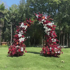 U.S. Local Stock-Burgundy Rose Wedding Spring and Summer Wedding Arch Décor.Wedding Archway Artificial Rose Archway,Flower Row Arrrangement