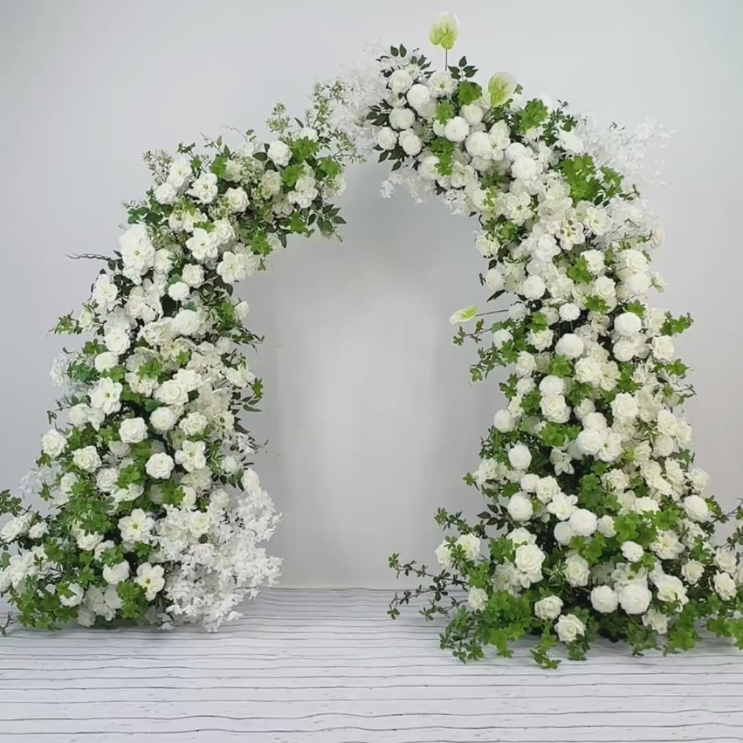 US Seller – White Rose Wedding Arch for Fall Weddings, Floral Backdrop for Weddings, Events & Outdoor Parties