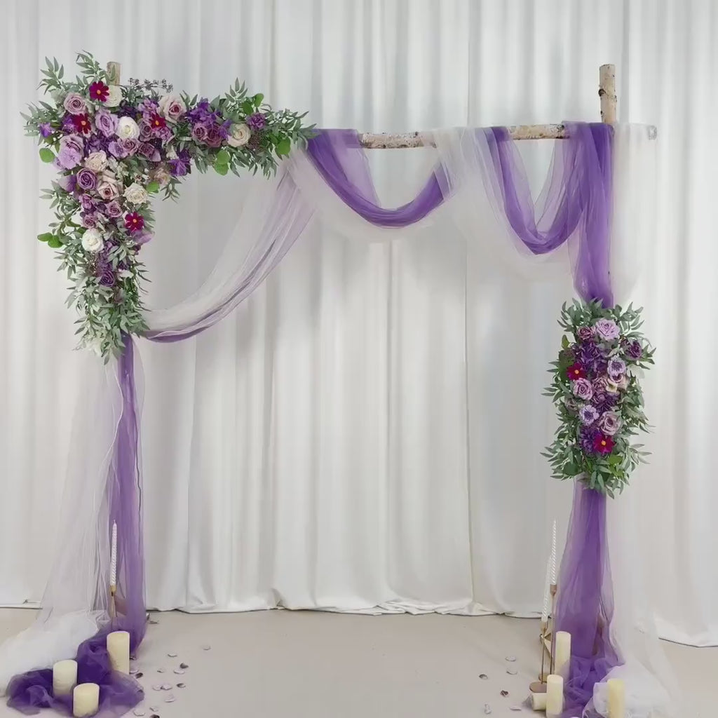 USA Local Stock---Wedding Arch Decoration with pink purple and white roses （Free matching curtains ）