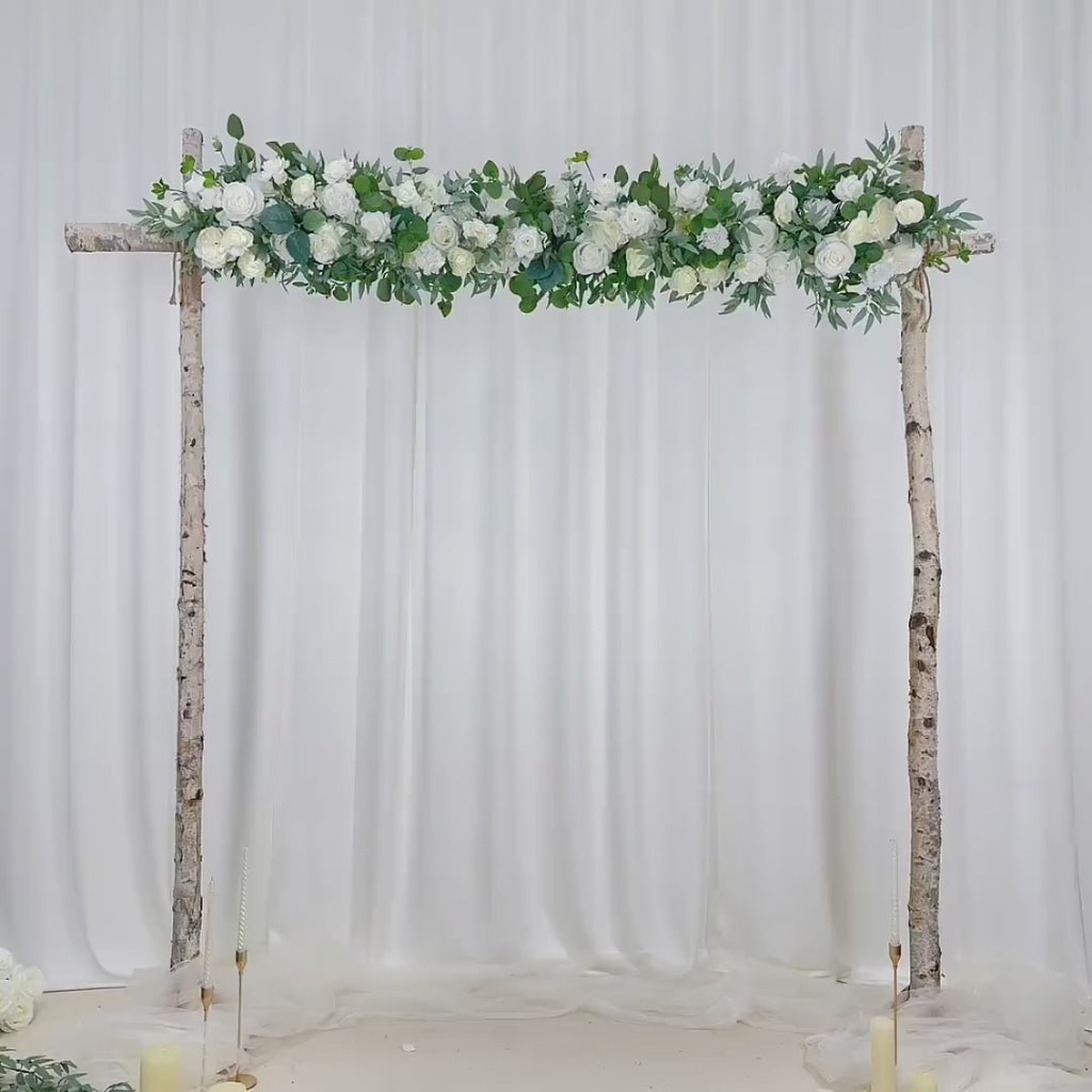 USA Local Stock---Wedding arch decoration with white roses and eucalyptus leaves