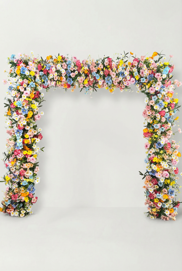 Boho Festival Rainbow Flower Arch Backdrop
