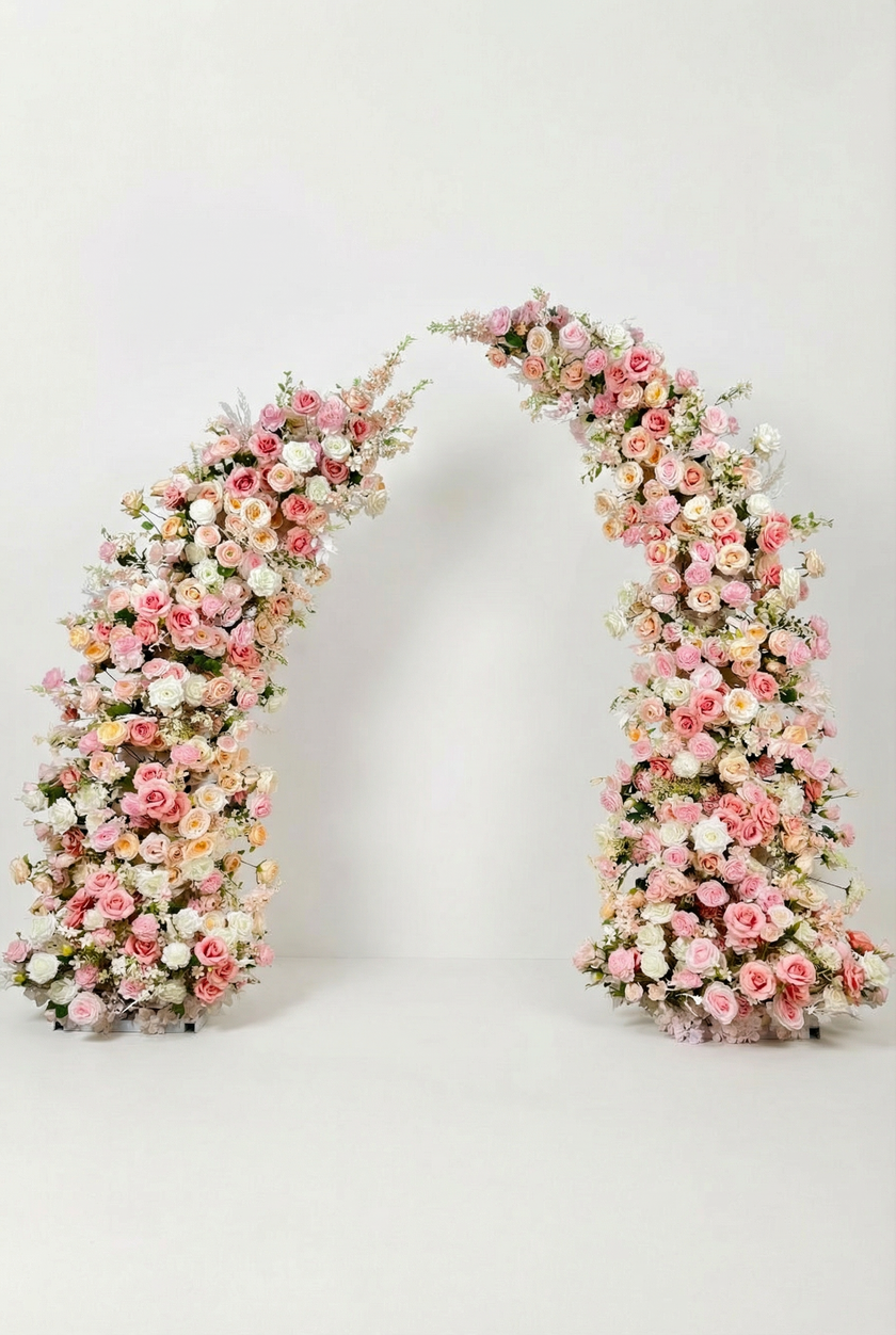 Blush Pink & Champagne Horn-shaped Arch
