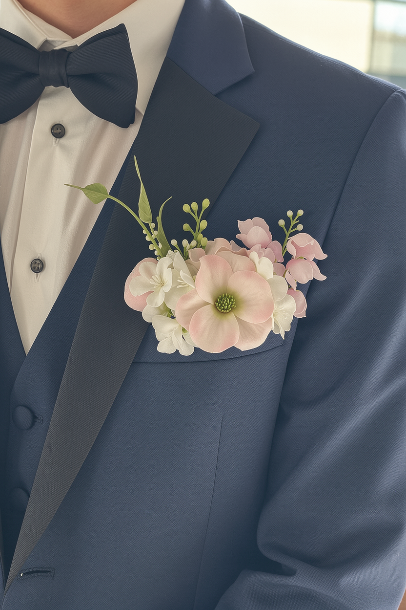 Peach Petal Whisper Boutonniere
