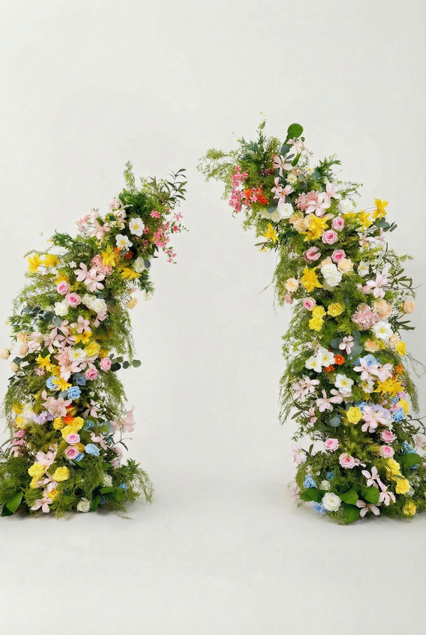 Artificial Rose & Hydrangea Wildflower Horn-Shaped Arches
