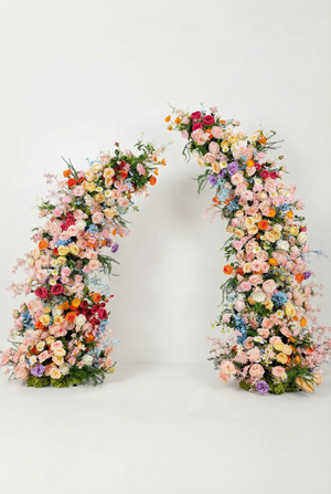 Vibrant Macaron-Style Flower Arch