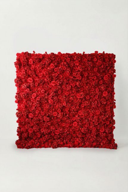 Burgundy Red Faux Rose Backdrop Wall