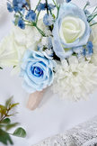 Frosted Blue Bloom Bridesmaid Bouquets