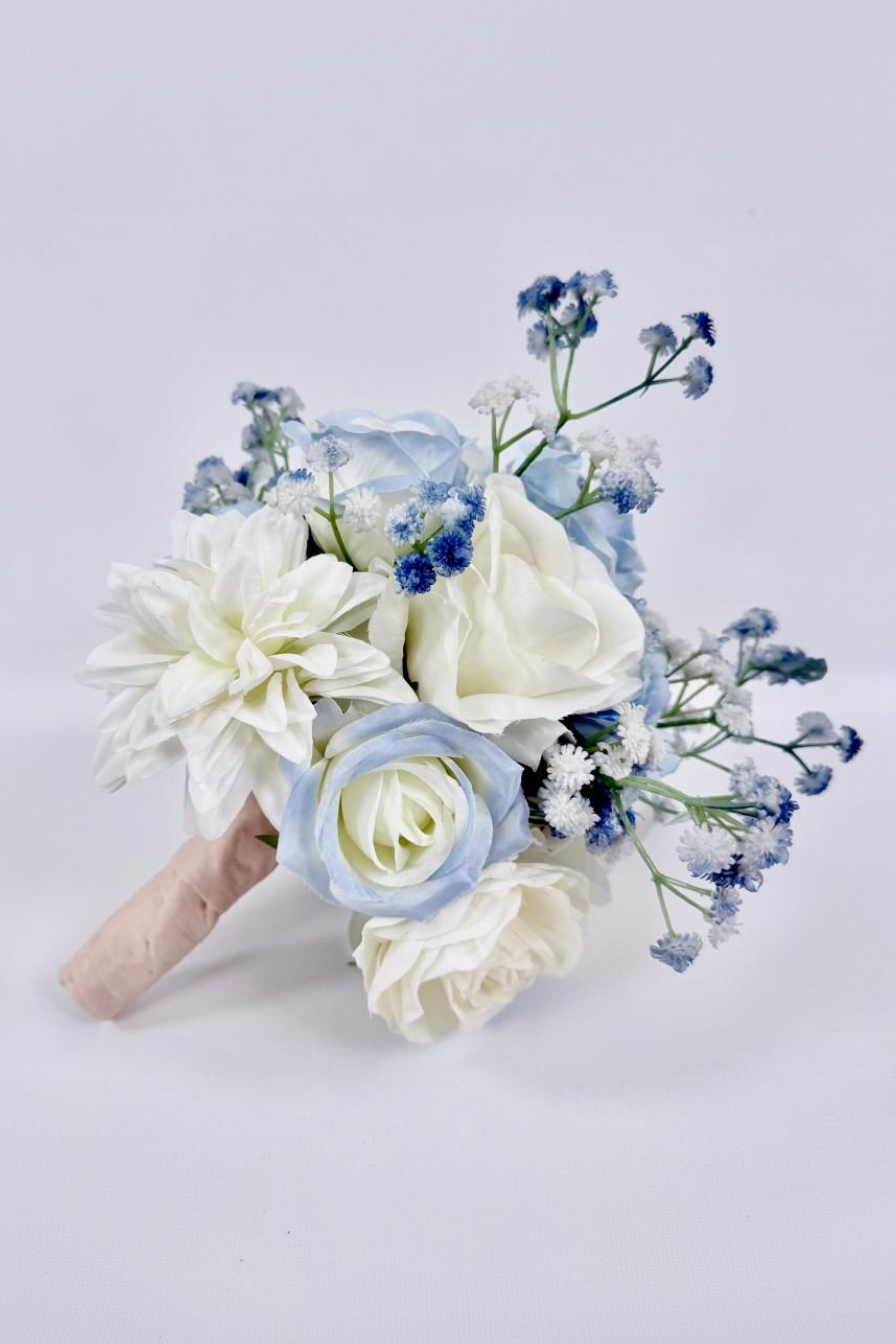 Frosted Blue Bloom Bridesmaid Bouquets