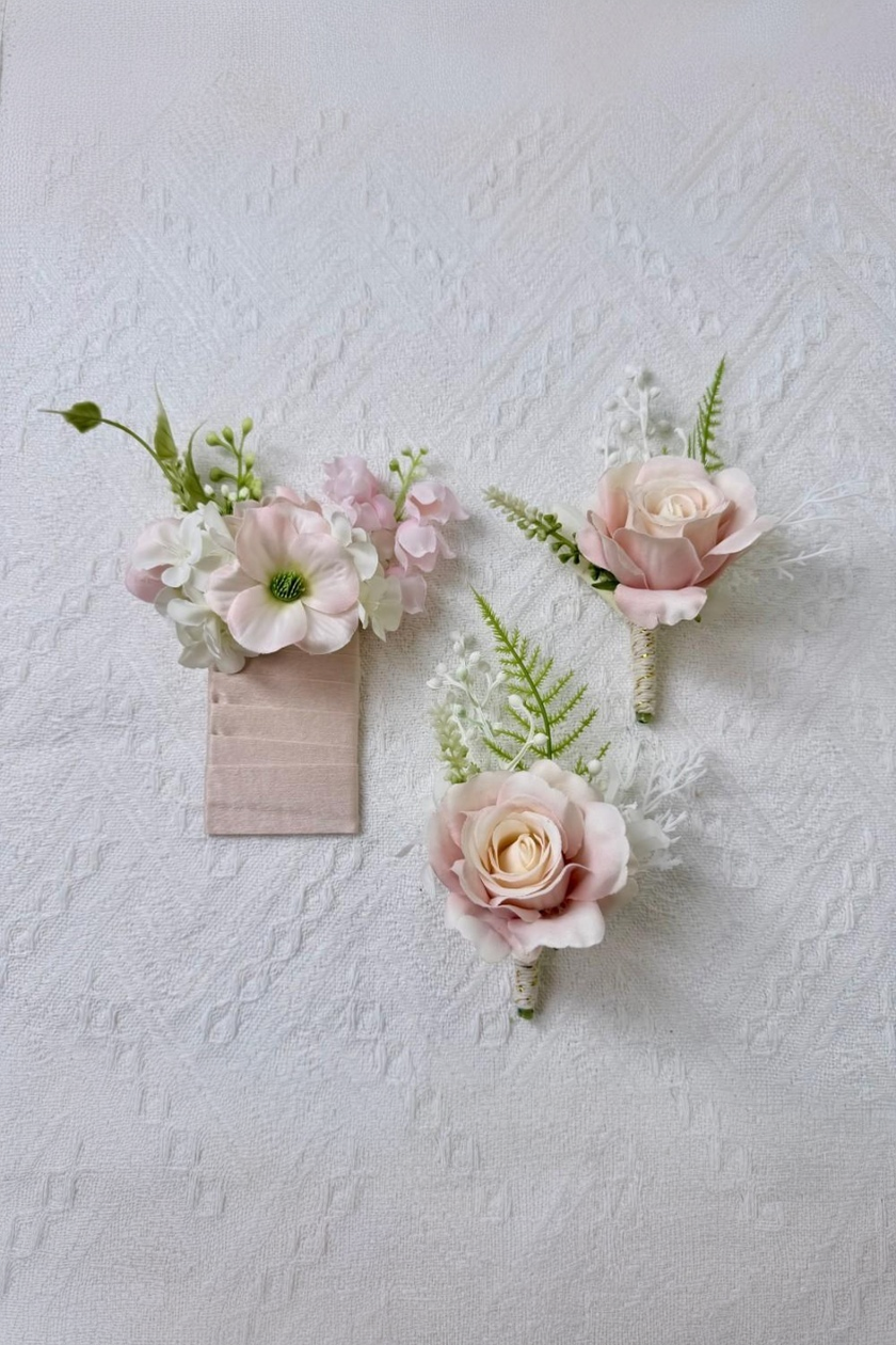 Peach Petal Whisper Boutonniere