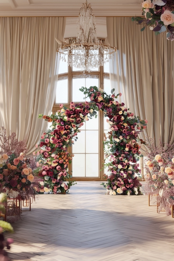 Burgundy Rose Horn-shaped Arch