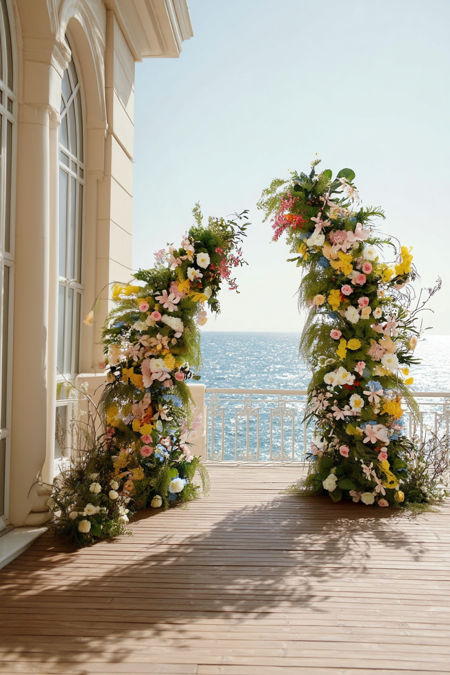 Artificial Rose & Hydrangea Wildflower Horn-Shaped Arches