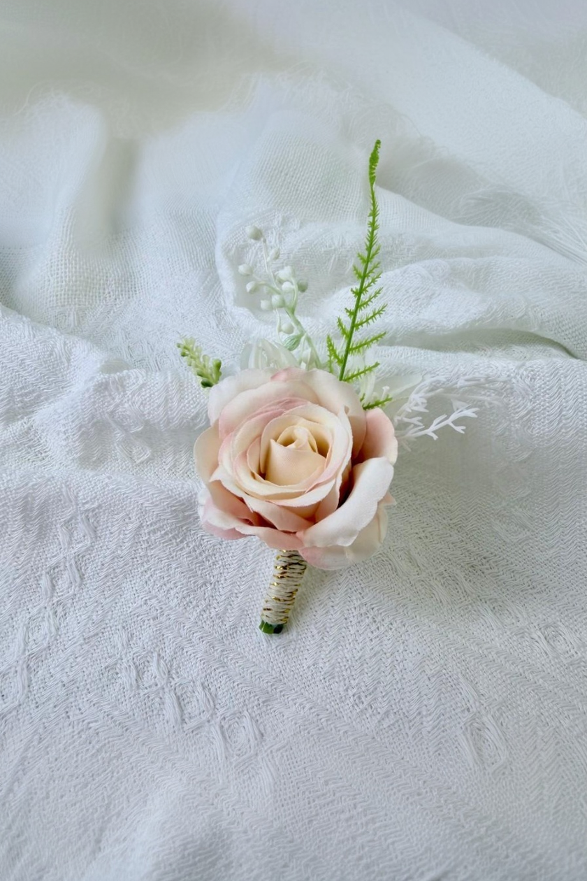 Peach Petal Whisper Boutonniere
