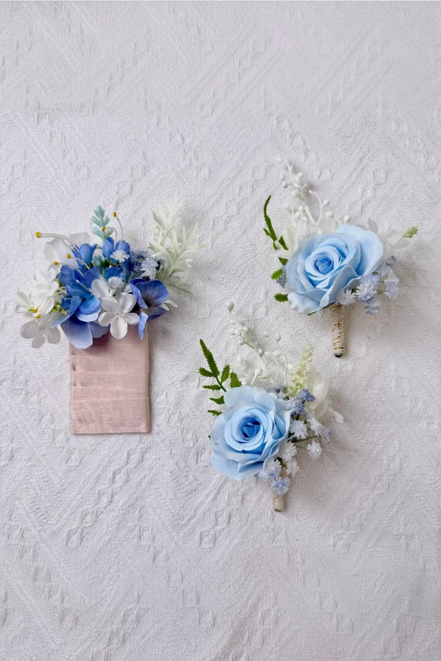 Frosted Blue Bloom Boutonniere