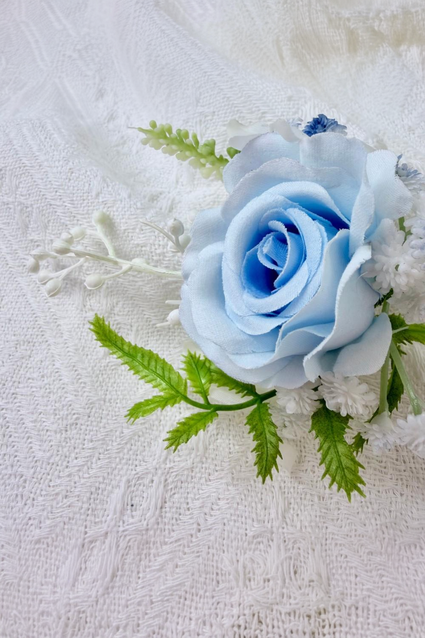 Frosted Blue Bloom Boutonniere