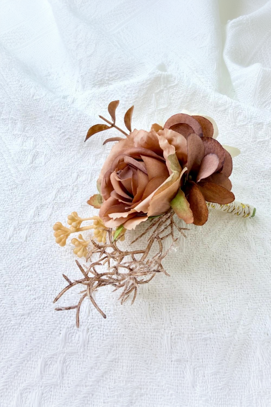 Terracotta Rose Boutonniere