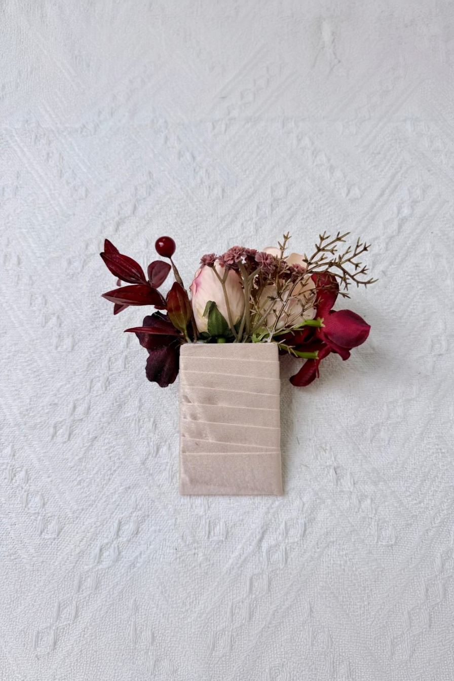 Crimson Berry & Blush Bloom Boutonniere