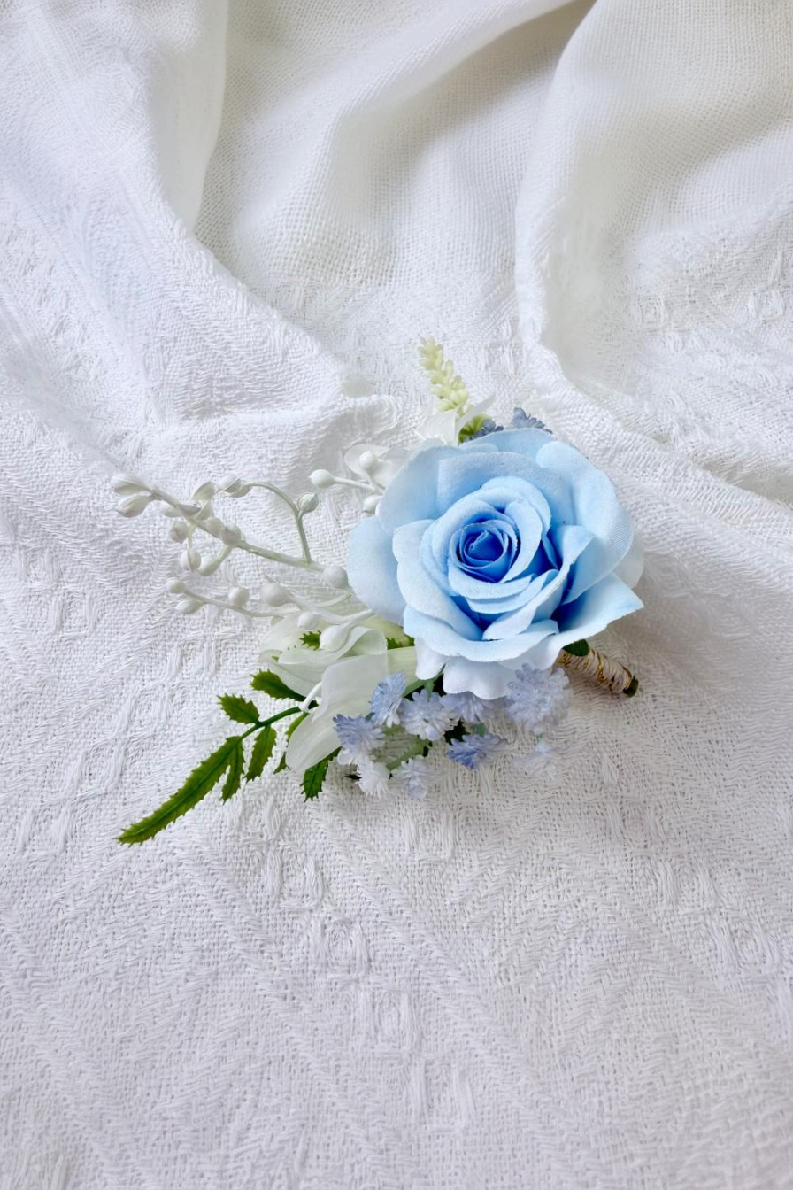 Frosted Blue Bloom Boutonniere