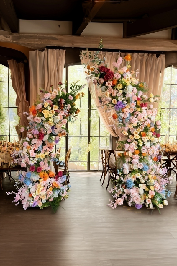 Vibrant Macaron-Style Flower Arch
