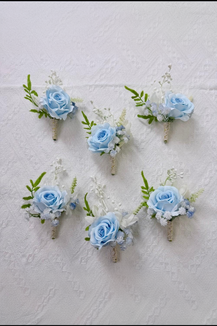 Frosted Blue Bloom Boutonniere