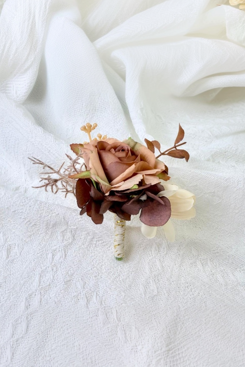 Terracotta Rose Boutonniere