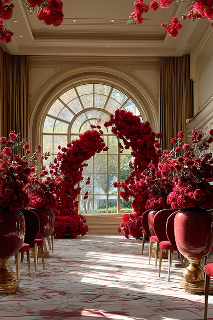 Luxury Red Floral Arch for Valentine’s & Weddings