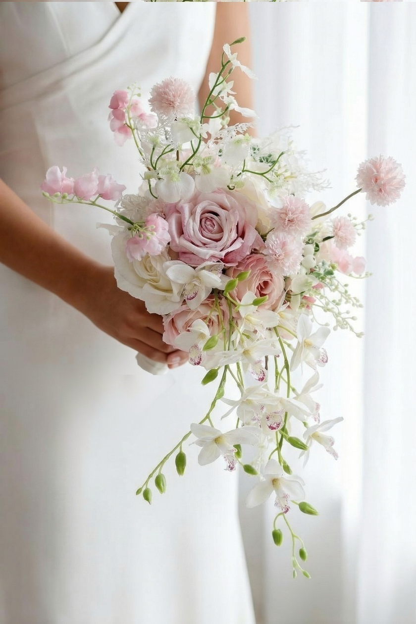 Blush Orchid Cascade Bridal Bouquet