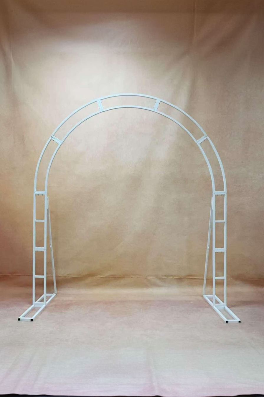 White Curved Metal Arch Frame - Assembleable Event Decor Stand