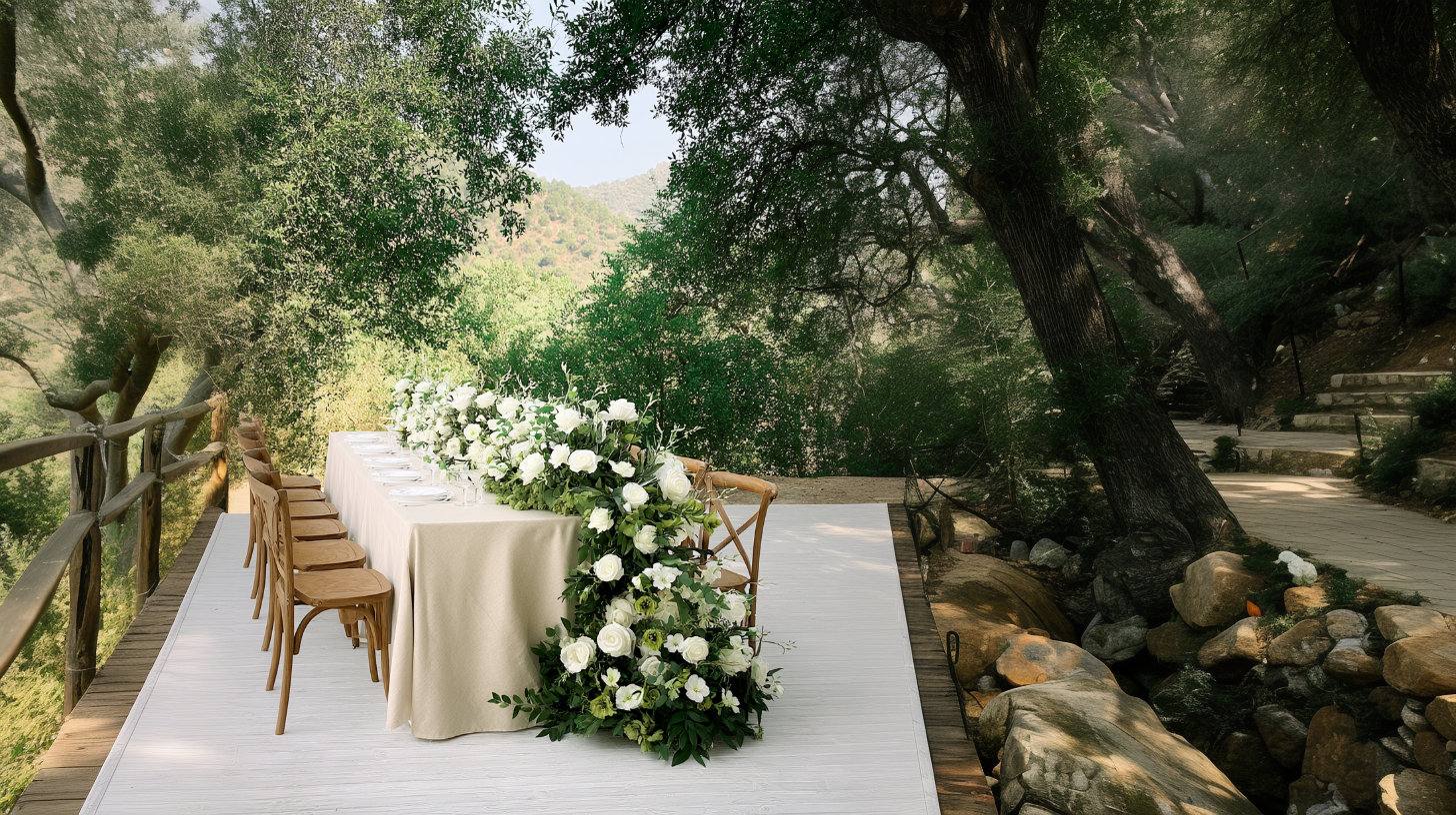 Forest Serenity White & Green Table Flower Garland