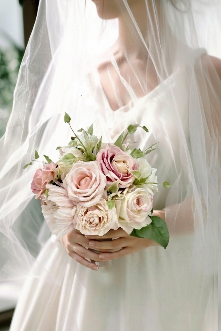 Peach Dahlia Bridal Bouquet