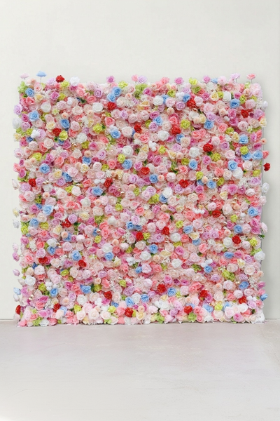 Macaron Rainbow Faux Rose Backdrop Wall