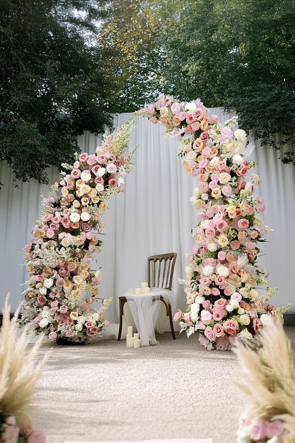 Blush Pink & Champagne Horn-shaped Arch