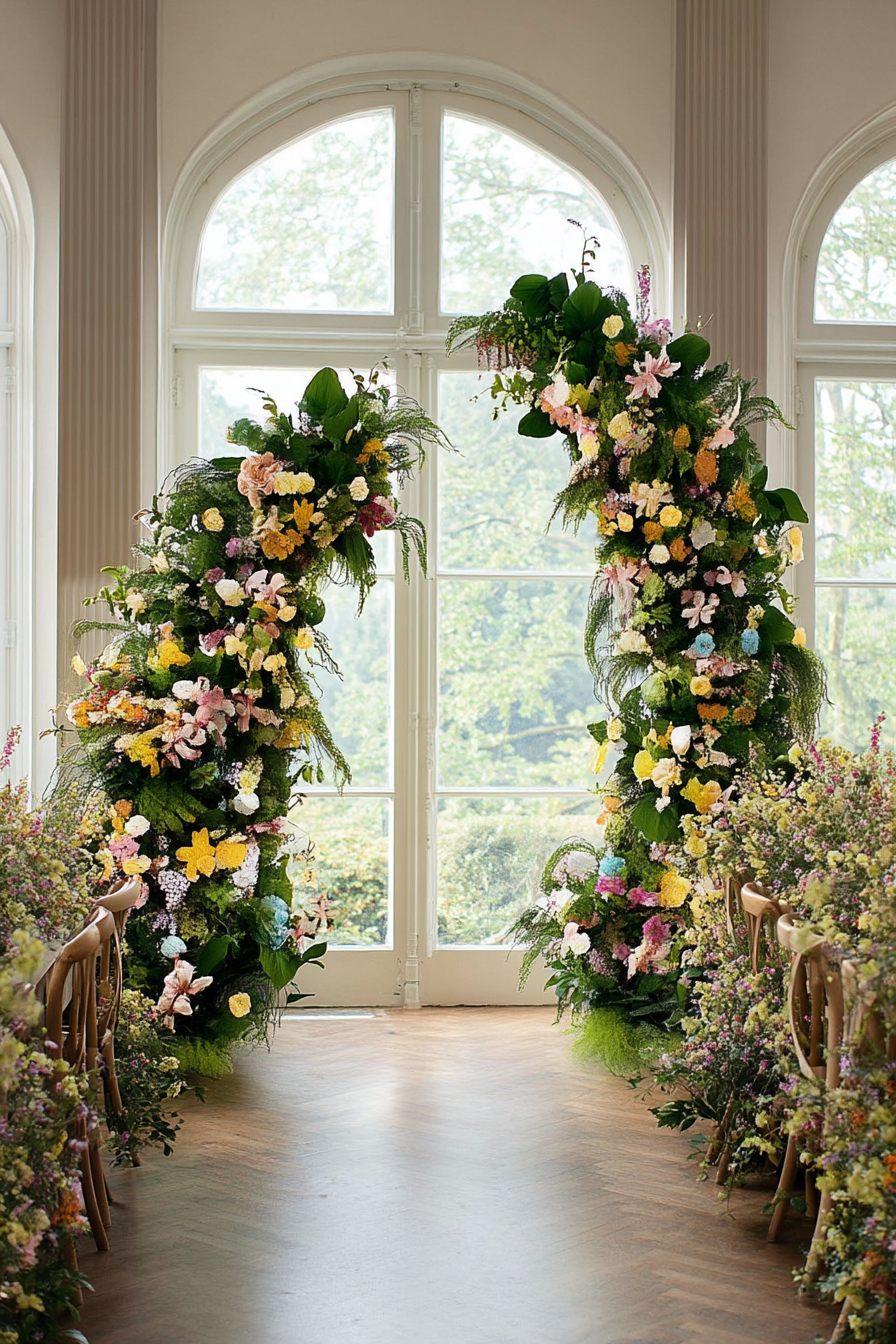 Artificial Rose & Hydrangea Wildflower Horn-Shaped Arches